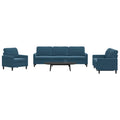 vidaXL 4-cz. komplet wypoczynkowy z poduszkami, niebieski, aksamit