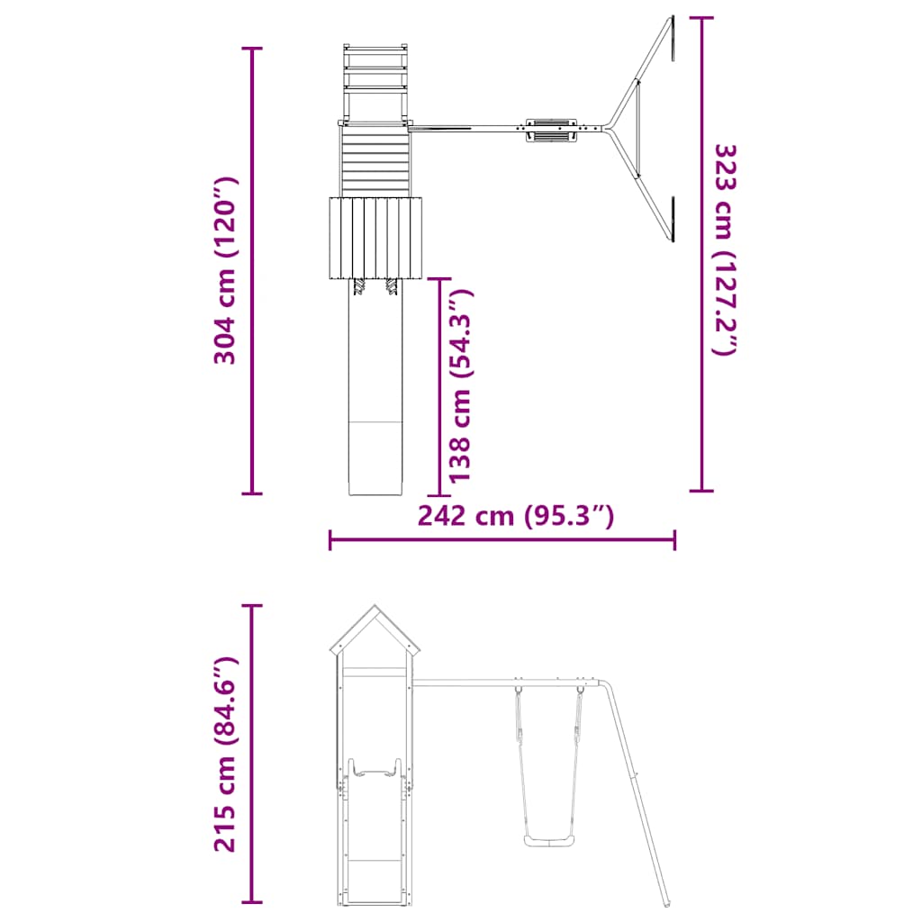 vidaXL Plac zabaw do ogrodu, lite drewno sosnowe