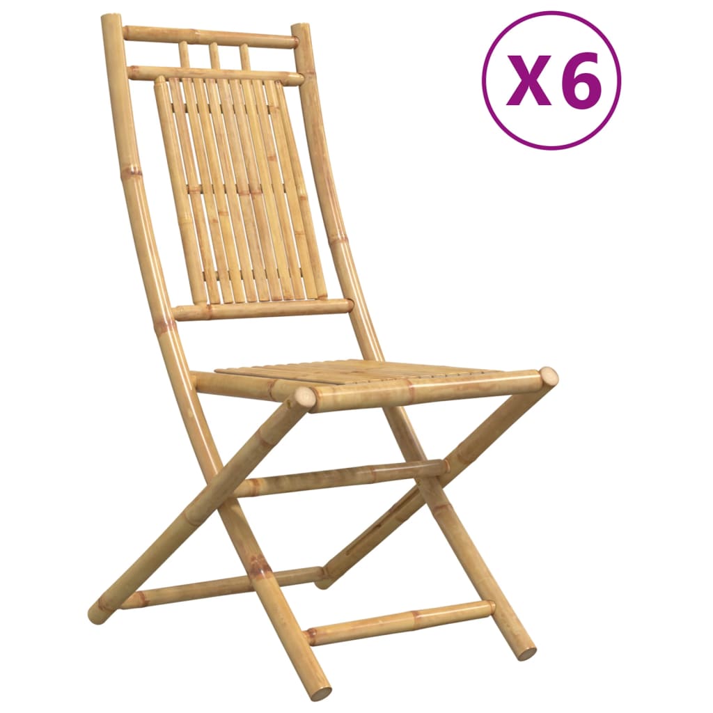 vidaXL Składane krzesła ogrodowe, 6 szt., 46x66x99 cm, bambusowe