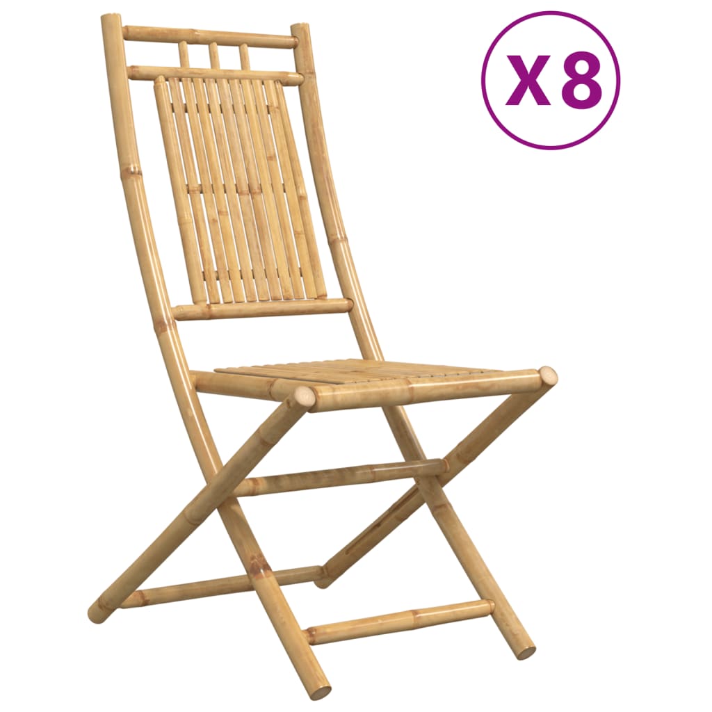 vidaXL Składane krzesła ogrodowe, 8 szt., 46x66x99 cm, bambusowe