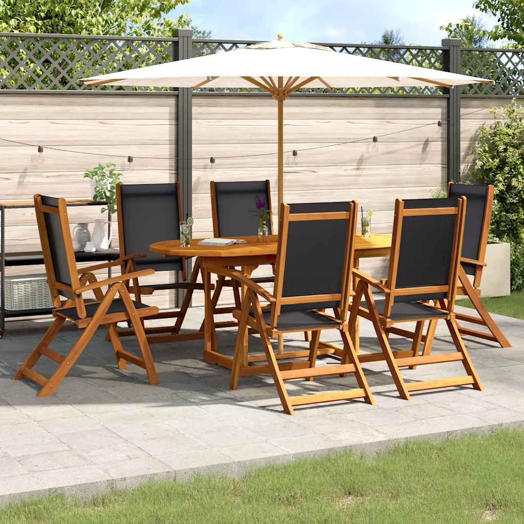 vidaXL 7-cz. zestaw mebli ogrodowych, lite drewno akacjowe i textilene