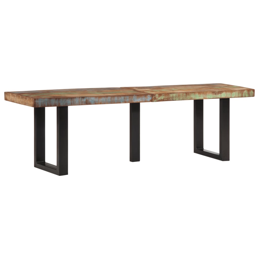 vidaXL Ławka, 160 cm, lite drewno z odzysku i stal