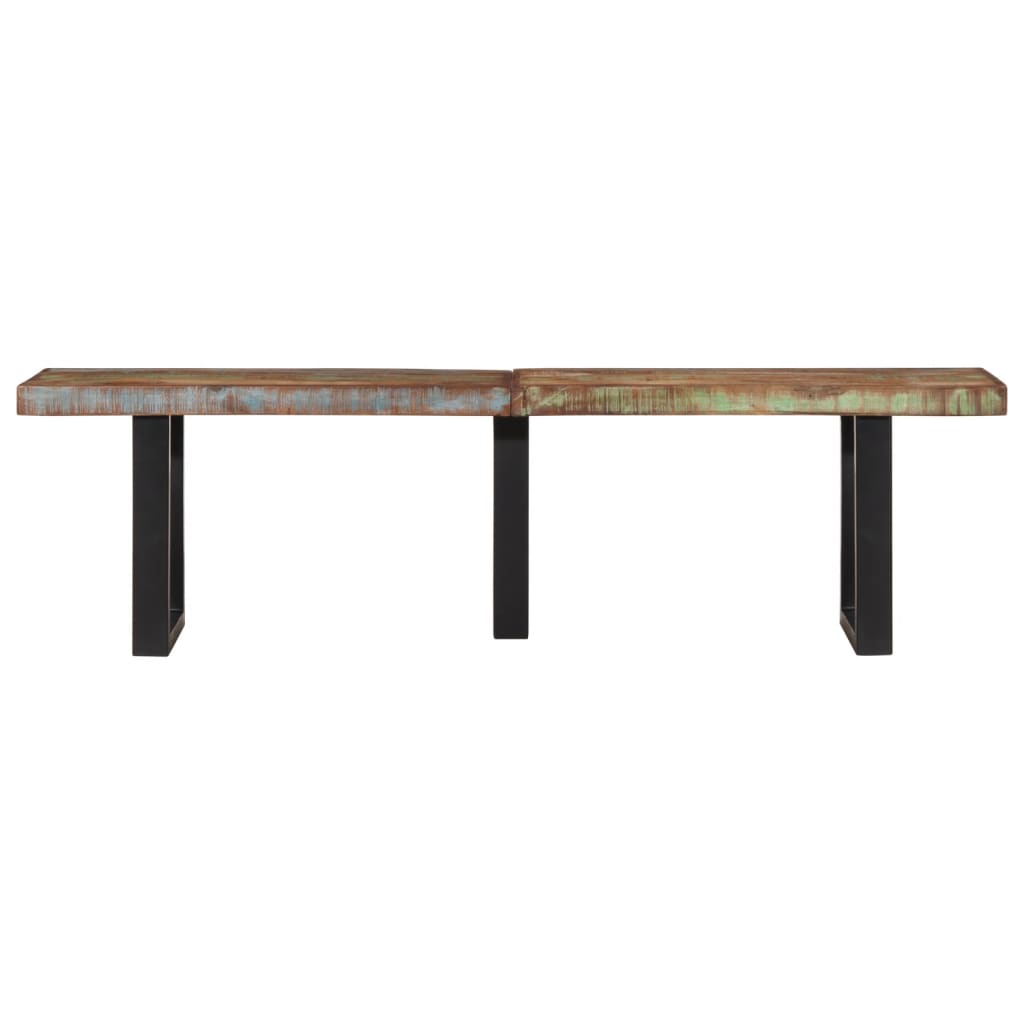 vidaXL Ławka, 160 cm, lite drewno z odzysku i stal