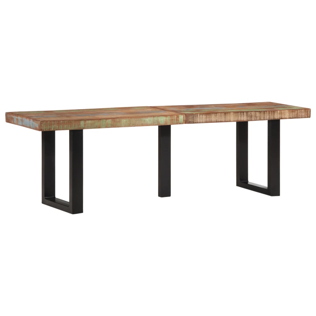 vidaXL Ławka, 160 cm, lite drewno z odzysku i stal