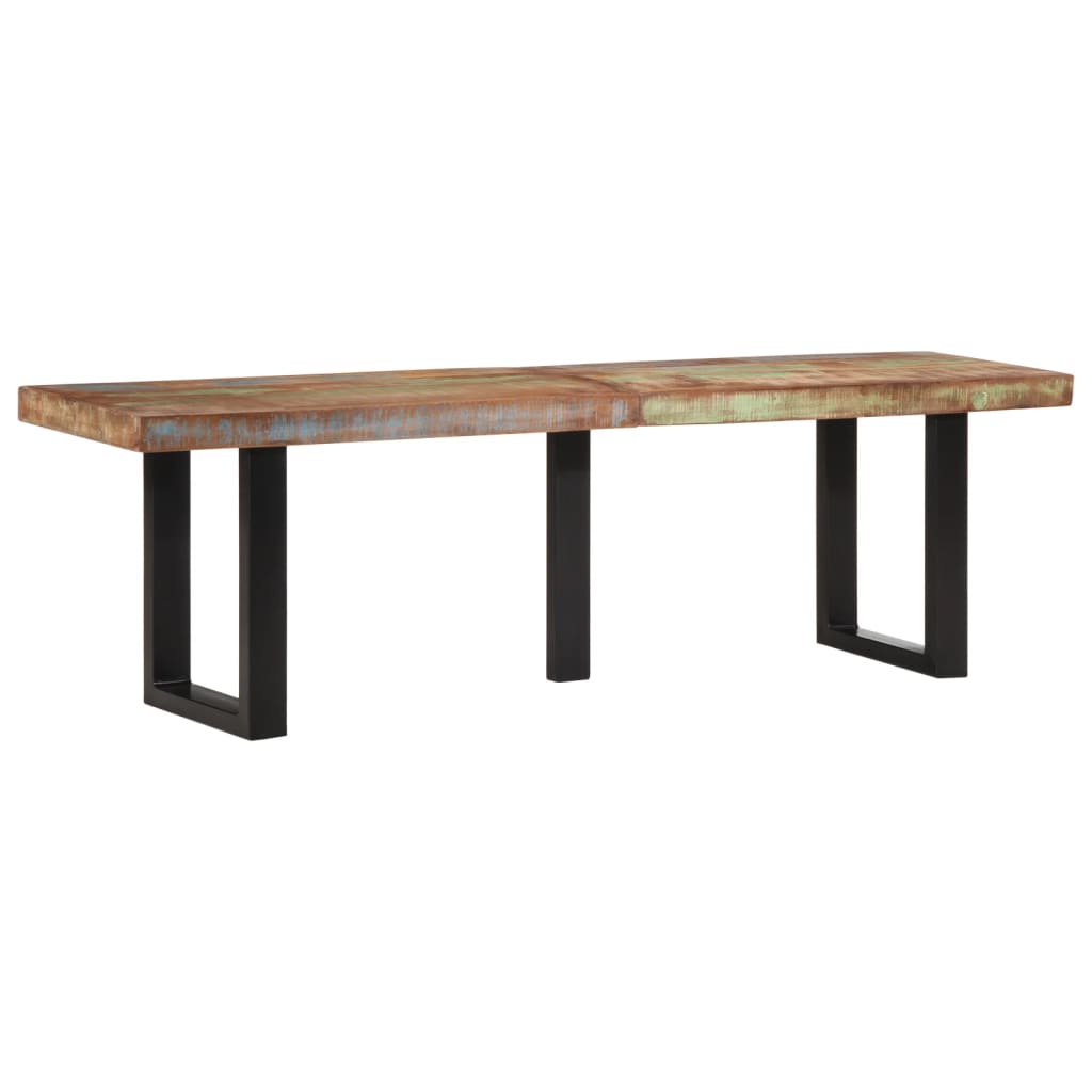 vidaXL Ławka, 160 cm, lite drewno z odzysku i stal