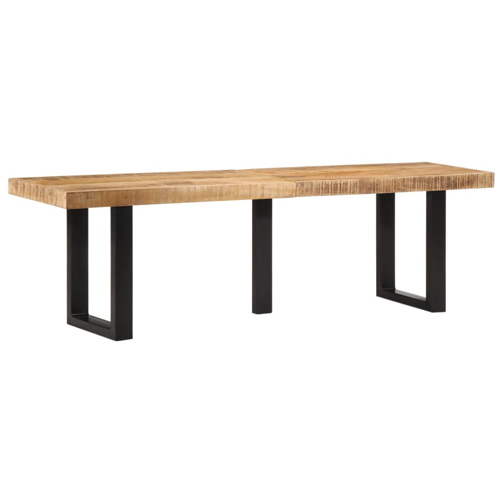 vidaXL Ławka, 160 cm, lite, surowe drewno mango i stal