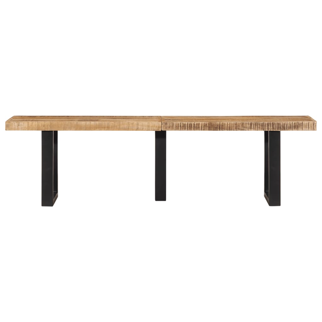 vidaXL Ławka, 160 cm, lite, surowe drewno mango i stal