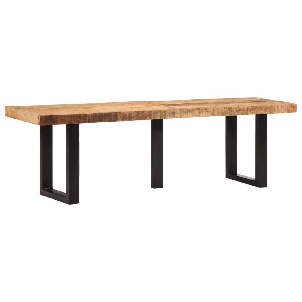 vidaXL Ławka, 160 cm, lite, surowe drewno mango i stal