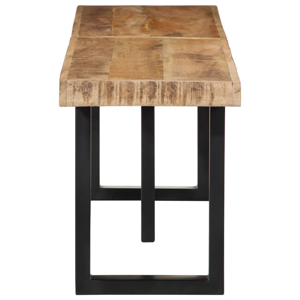 vidaXL Ławka, 160 cm, lite, surowe drewno mango i stal