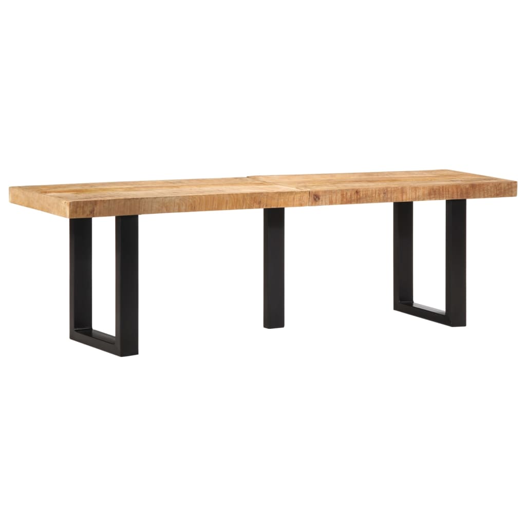 vidaXL Ławka, 160 cm, lite, surowe drewno mango i stal