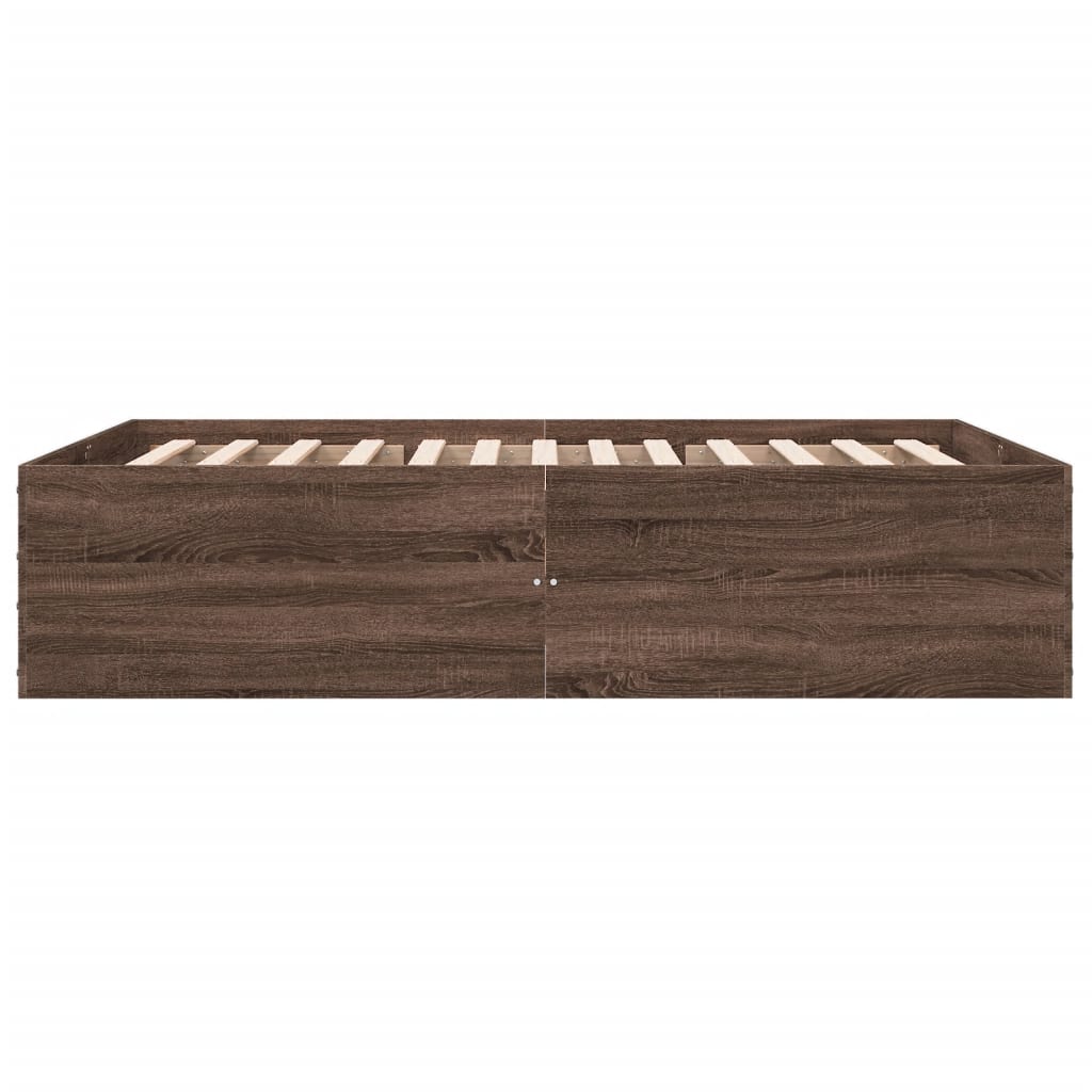 vidaXL Rama łóżka, brązowy dąb, 120x200 cm, materiał drewnopochodny