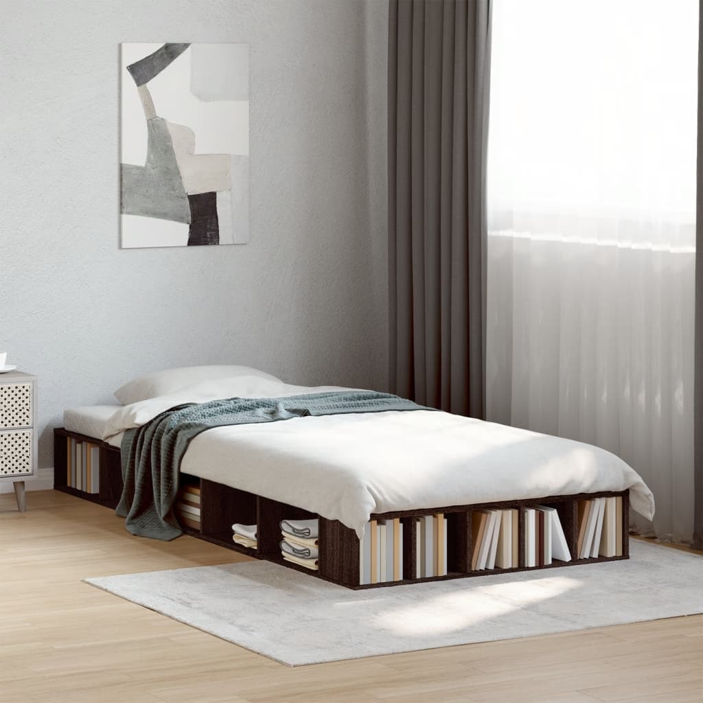 vidaXL Rama łóżka, brązowy dąb, 100x200 cm, materiał drewnopochodny