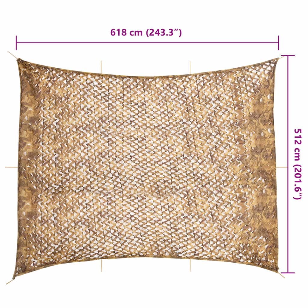vidaXL Siatka maskująca z torbą do przechowywania 618x512 cm, piaskowa