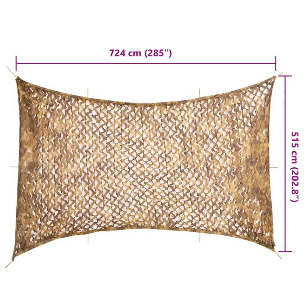 vidaXL Siatka maskująca z torbą do przechowywania 724x515 cm, piaskowa