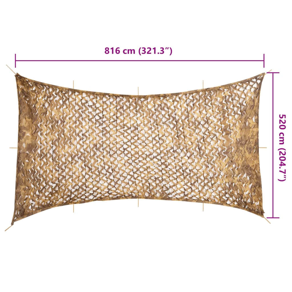 vidaXL Siatka maskująca z torbą do przechowywania 816x520 cm, piaskowa