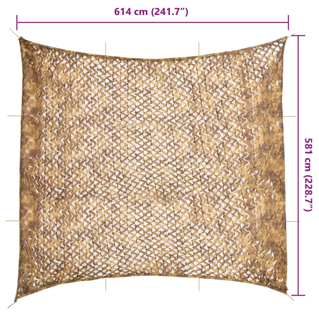 vidaXL Siatka maskująca z torbą do przechowywania 614x581 cm, piaskowa