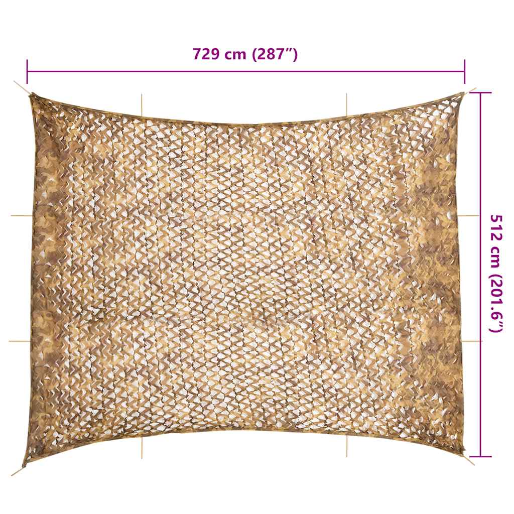 vidaXL Siatka maskująca z torbą do przechowywania 729x602 cm, piaskowa