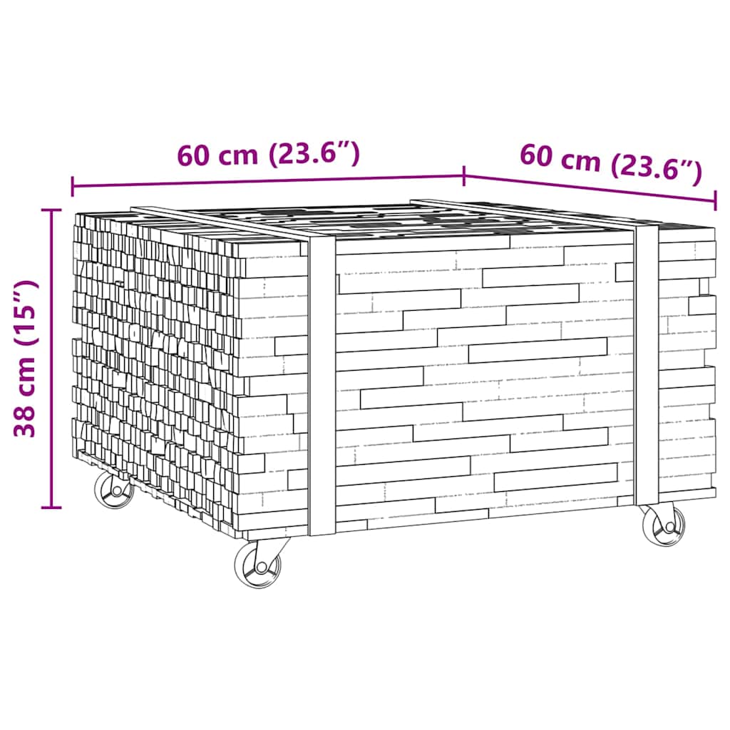 vidaXL Stolik kawowy Brązowy 60 x 60 x 38 cm Lite drewno teakowe