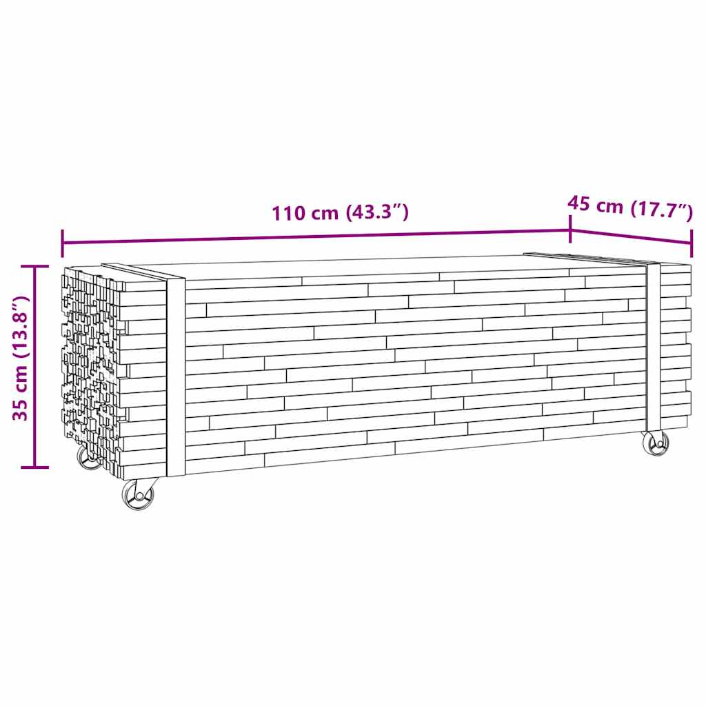 vidaXL Stolik kawowy, 110x45x35 cm, lite drewno tekowe