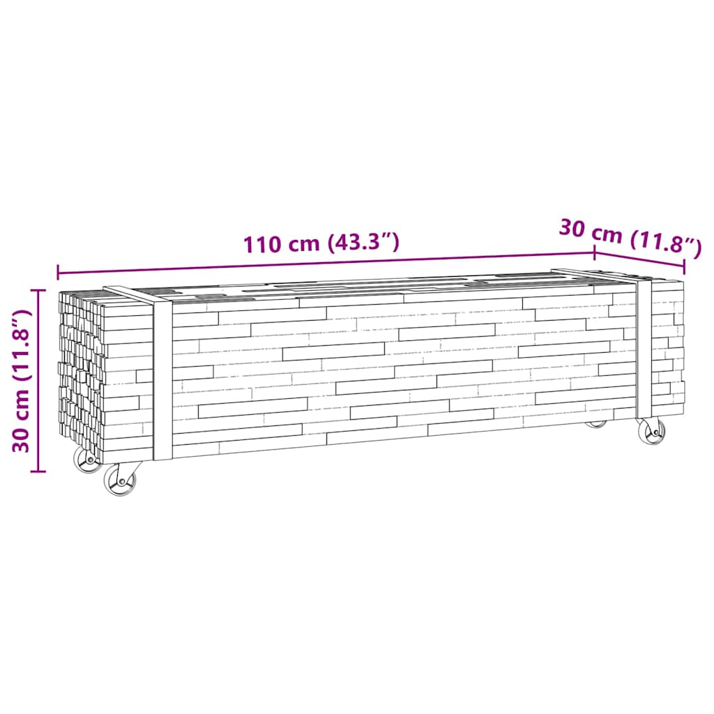 vidaXL Stół pod telewizor Brązowy 110 x 30 x 30 cm Lite drewno teakowe