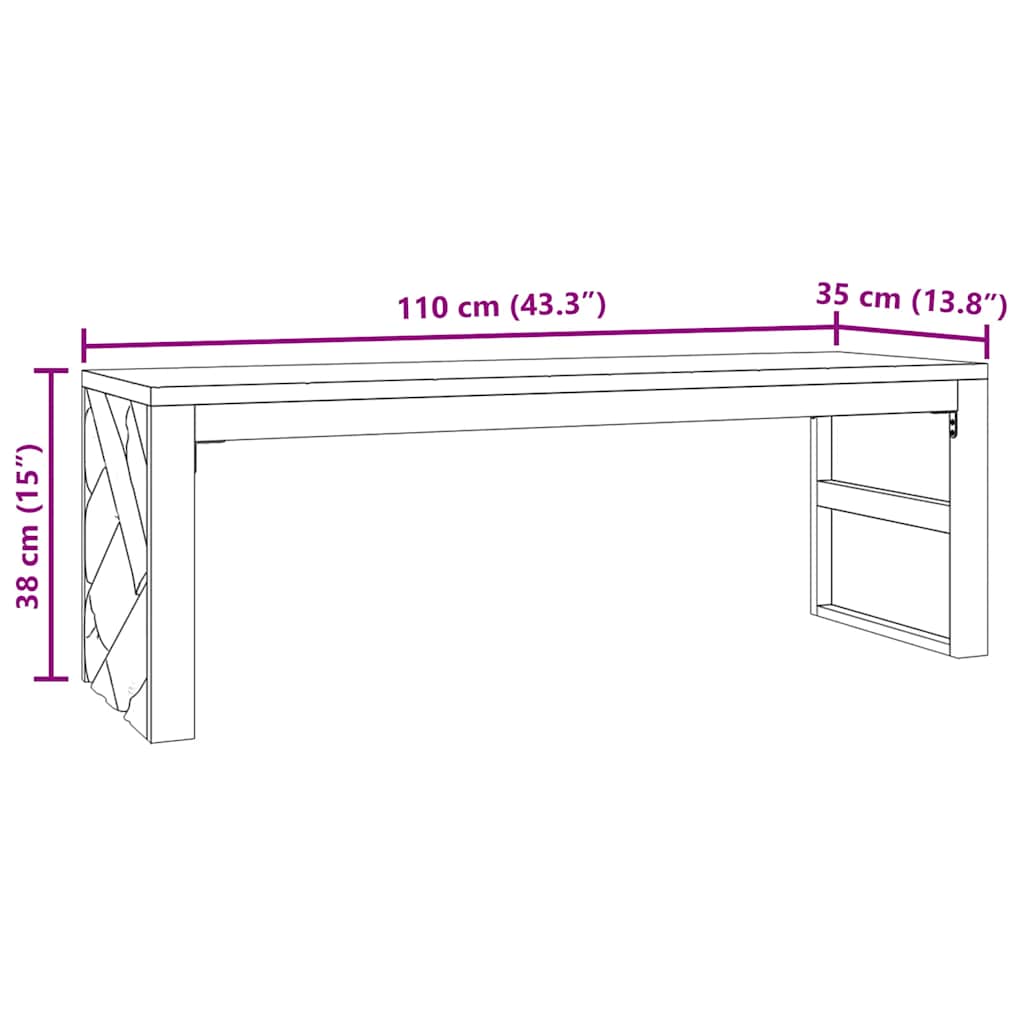 vidaXL Stolik kawowy, 110x35x38 cm, lite drewno tekowe