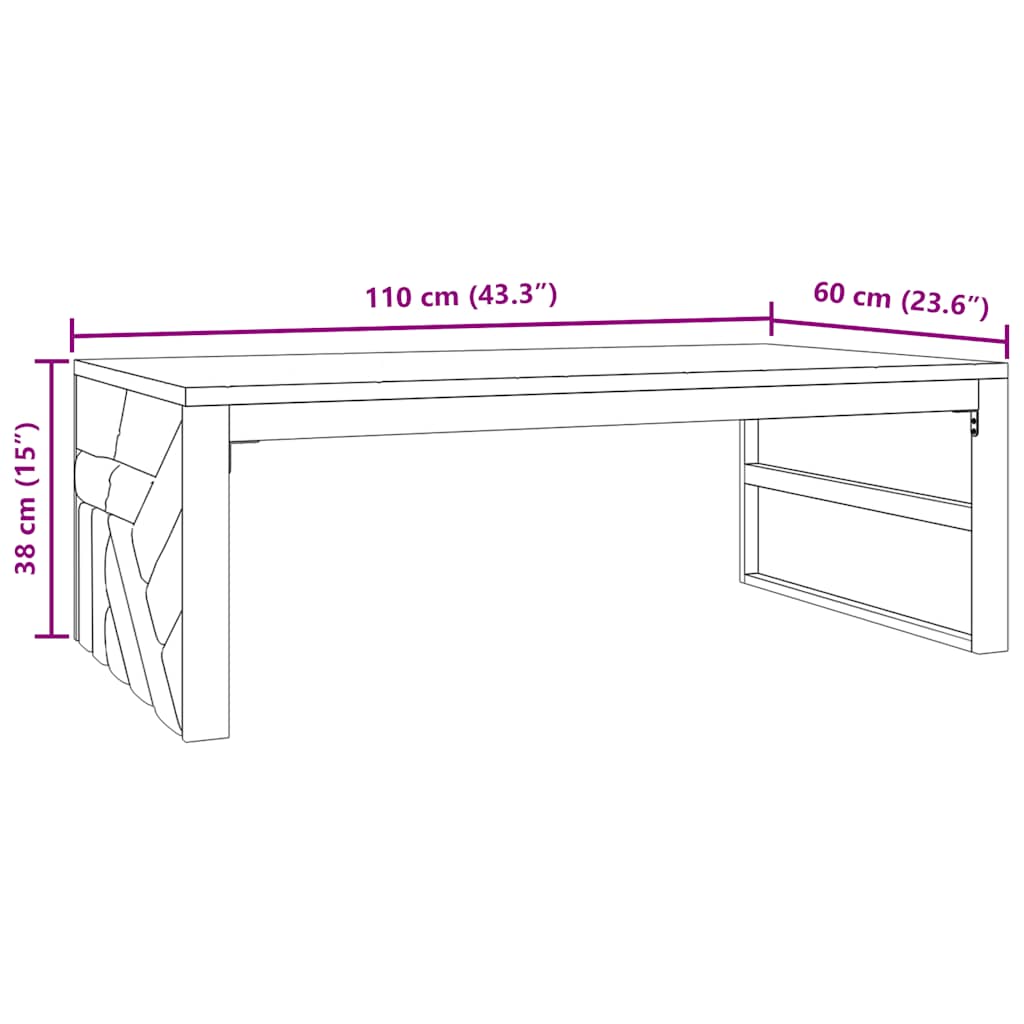 vidaXL Stolik kawowy, 110x60x38 cm, lite drewno tekowe