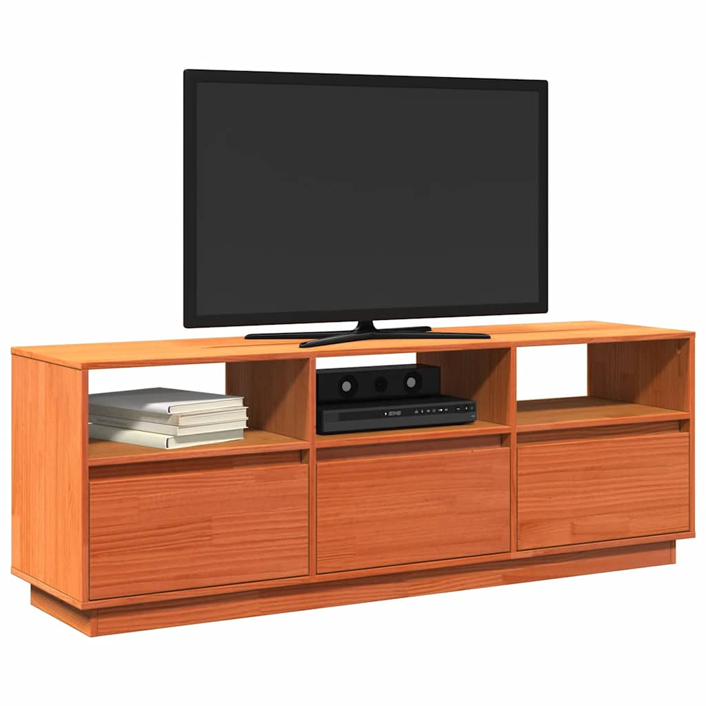 vidaXL Szafka RTV, woskowy brąz, 140x37x50 cm, lite drewno sosnowe