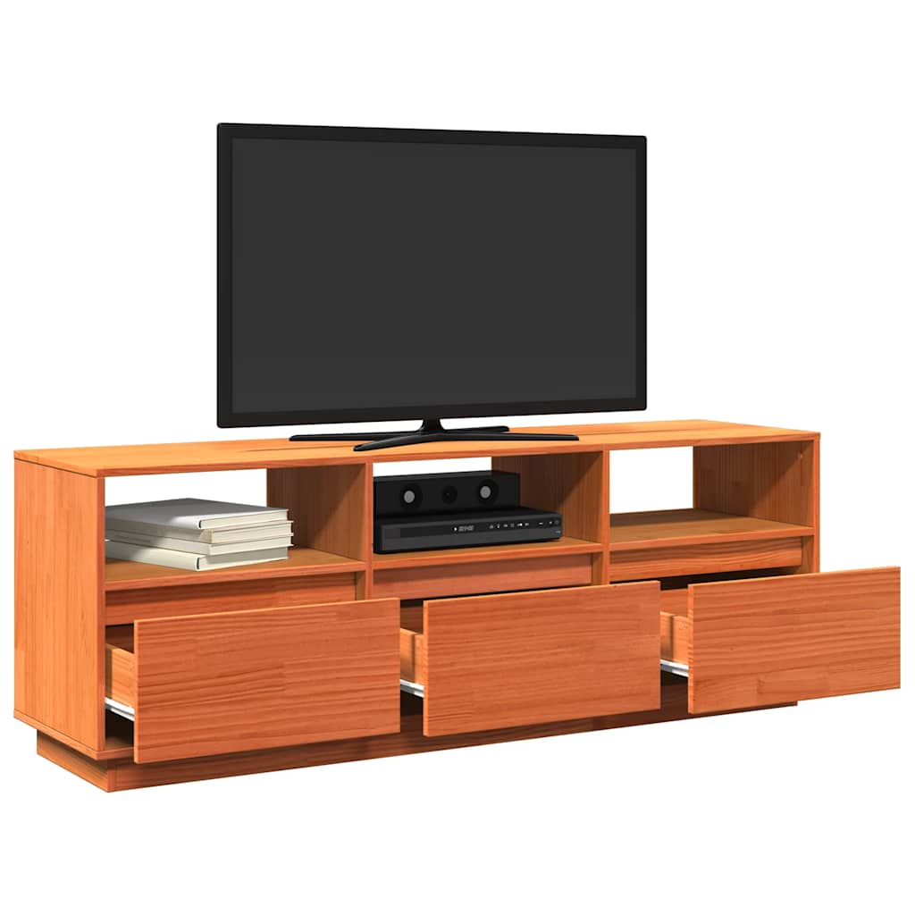 vidaXL Szafka RTV, woskowy brąz, 140x37x50 cm, lite drewno sosnowe