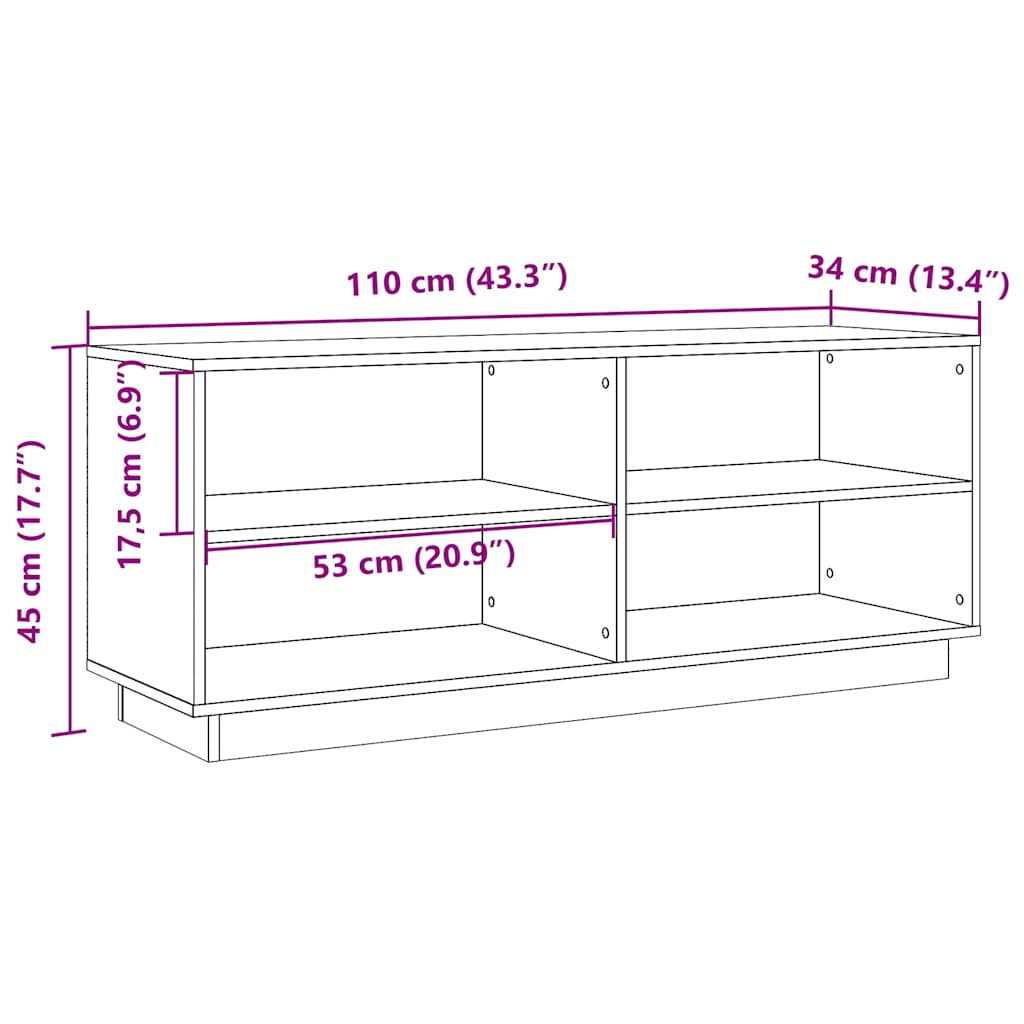 vidaXL Szafka na buty, woskowy brąz, 110x34x45 cm, lite drewno sosnowe
