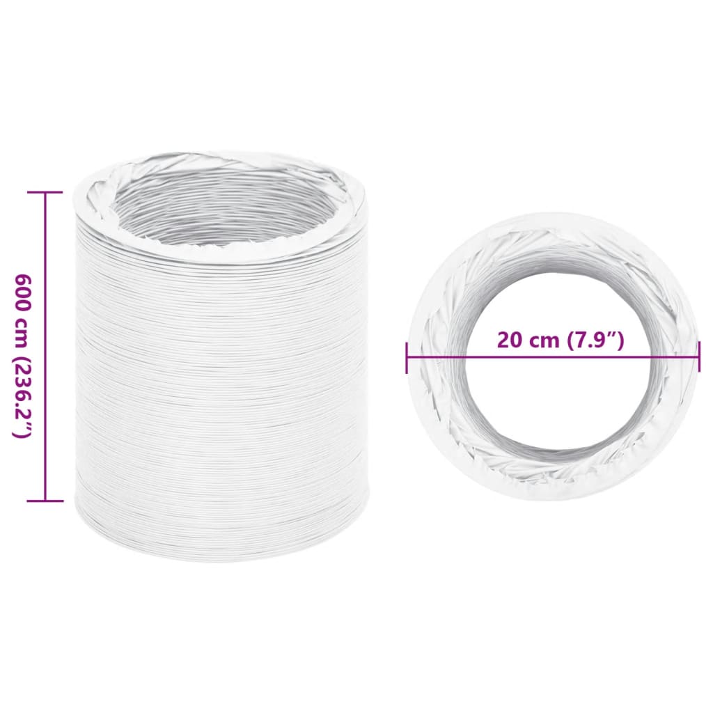 vidaXL Przewód wentylacyjny PVC, 6 m, Ø20 cm