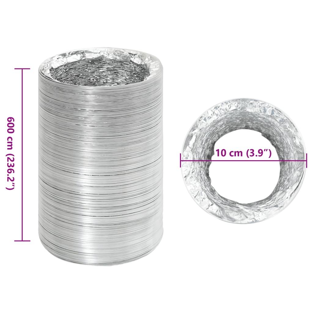 vidaXL Przewód wentylacyjny, aluminiowy, 6 m, Ø10 cm