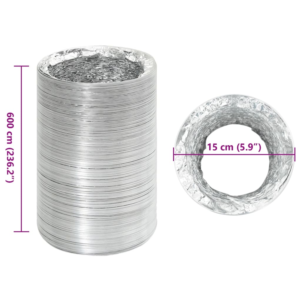 vidaXL Przewód wentylacyjny, aluminiowy, 6 m, Ø15 cm