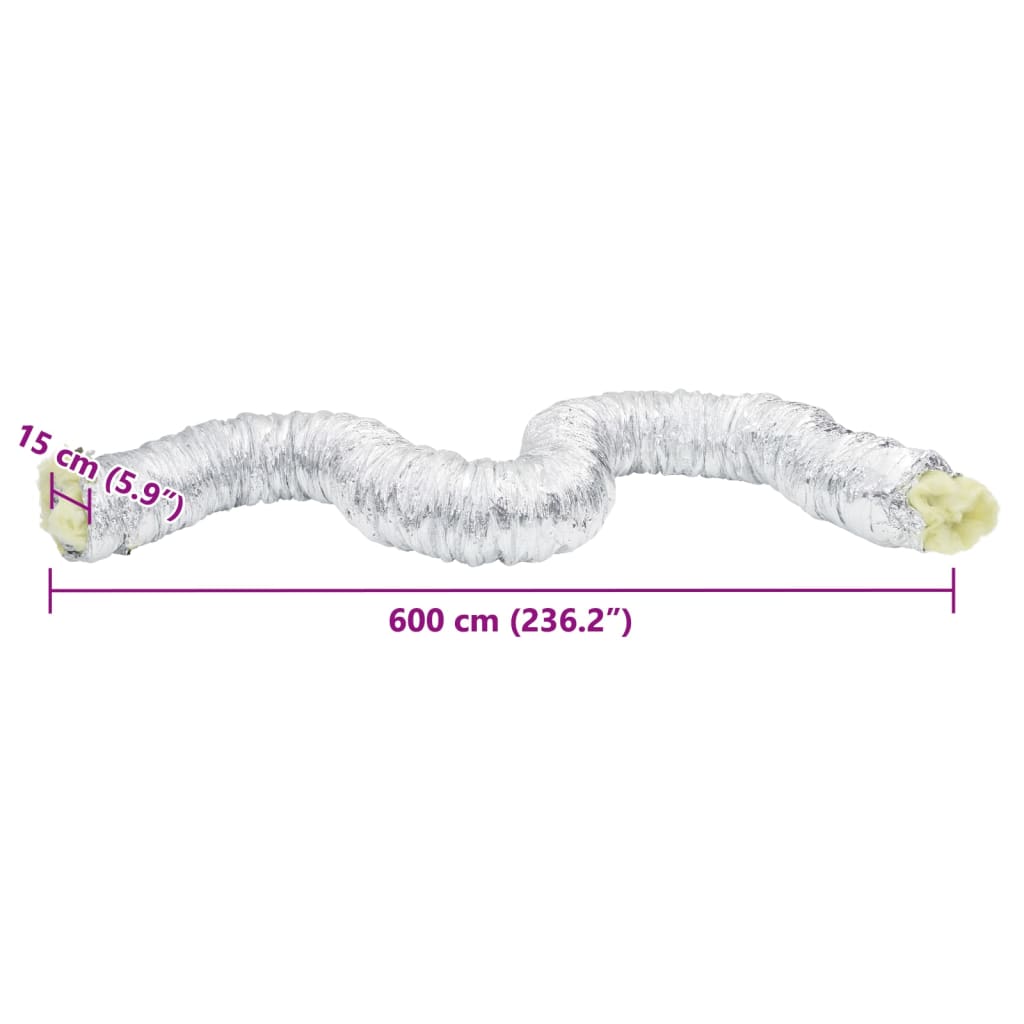 vidaXL Przewód wentylacyjny, izolowany, aluminiowy, 6 m, Ø15 cm