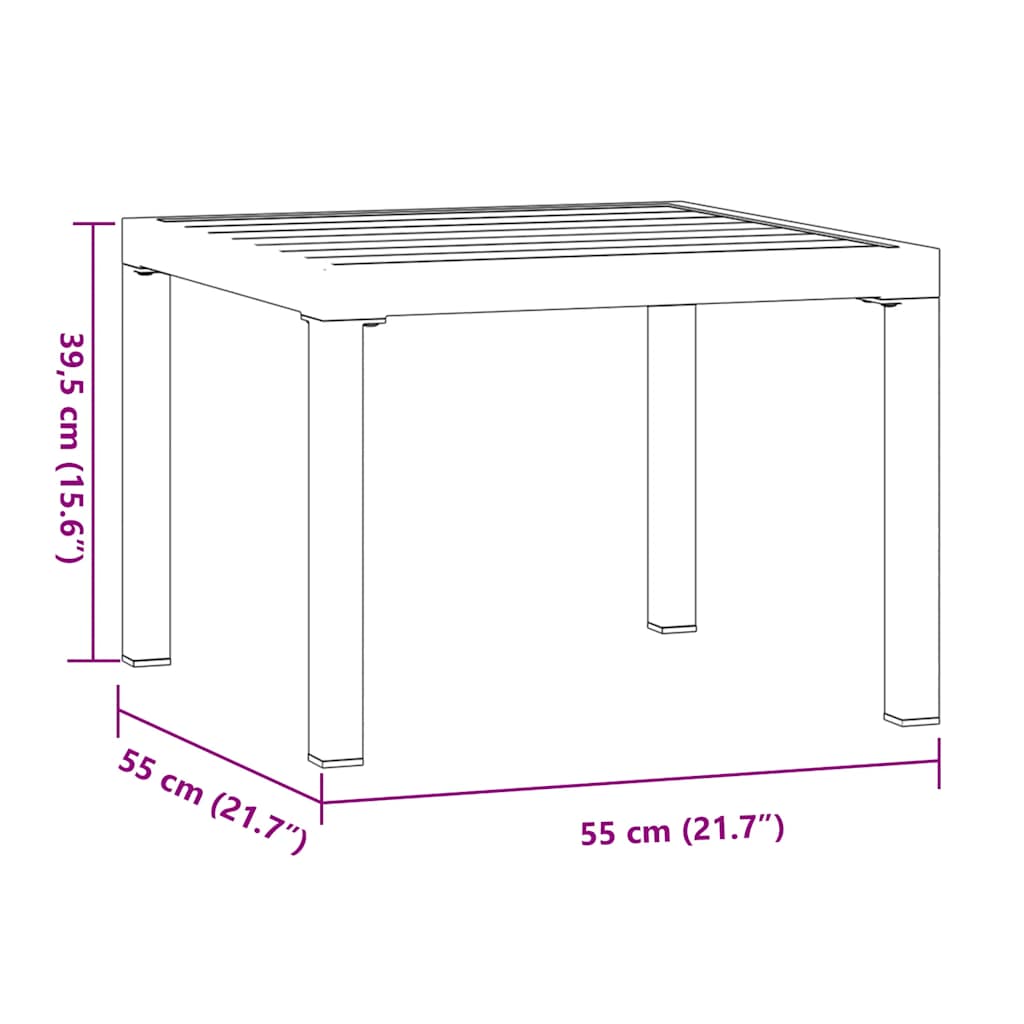 vidaXL Stolik kawowy do ogrodu, czarny, 55x55x39,5 cm, malowana stal