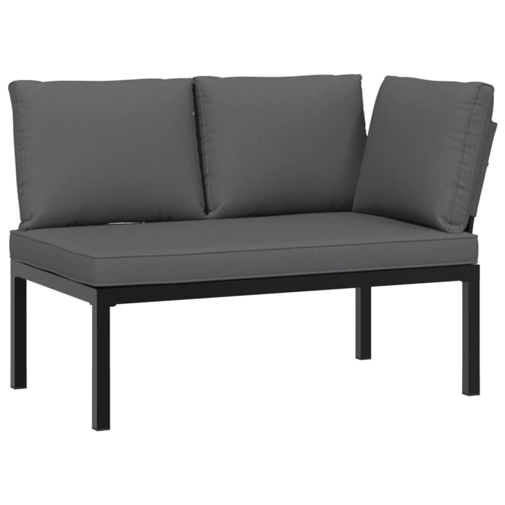 vidaXL Ławka ogrodowa z poduszkami, czarna, aluminium