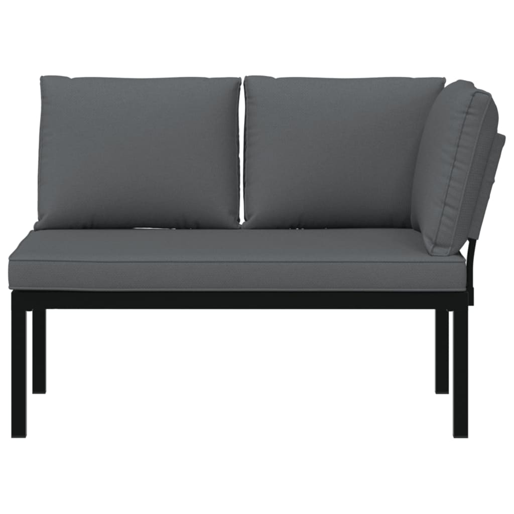 vidaXL Ławka ogrodowa z poduszkami, czarna, aluminium