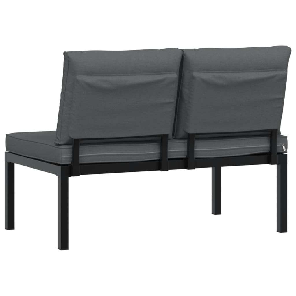 vidaXL Ławka ogrodowa z poduszkami, czarna, aluminium