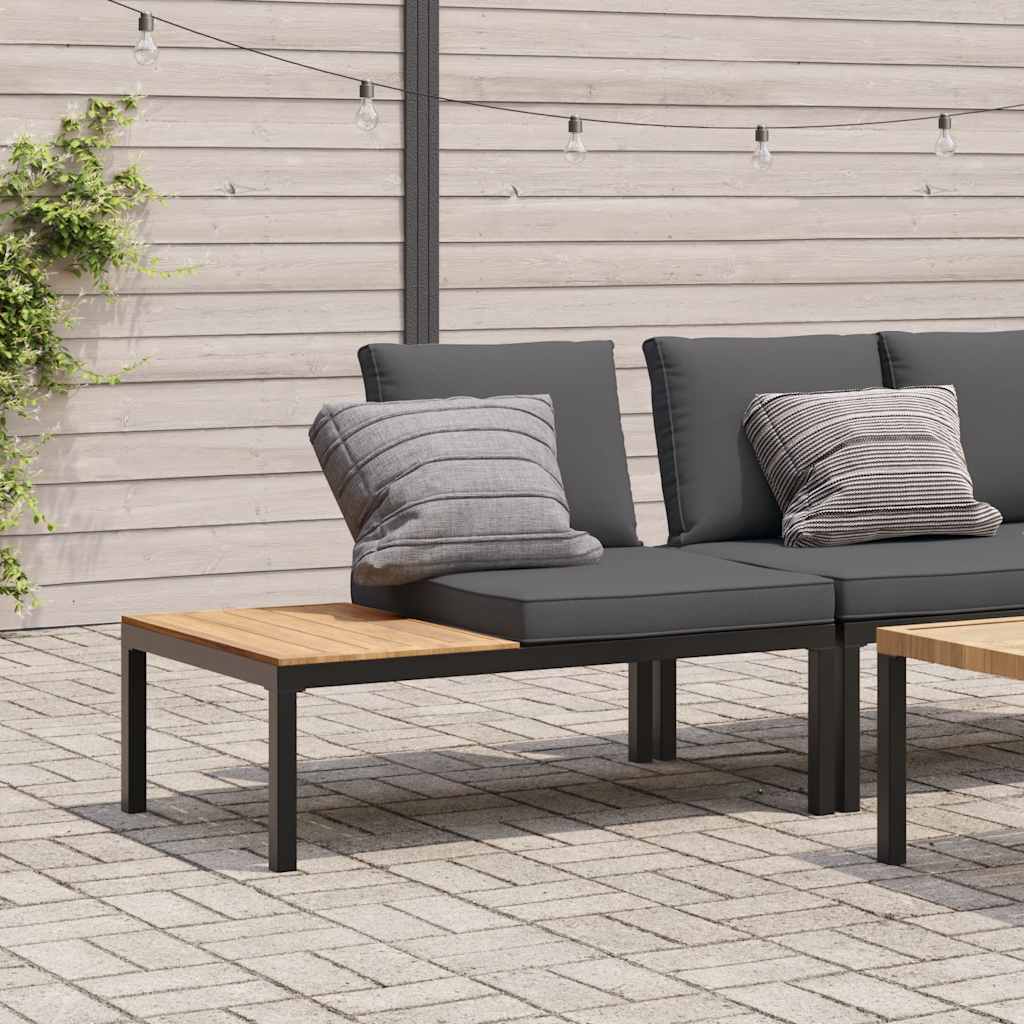 vidaXL Ławka ogrodowa z poduszkami, czarna, aluminium