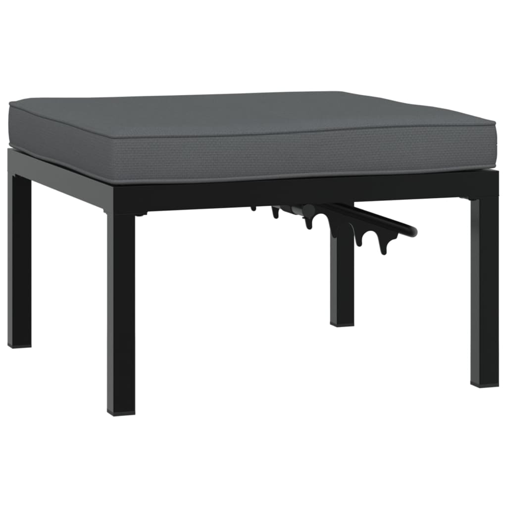 vidaXL Stołek ogrodowy z poduszką, czarny, aluminium