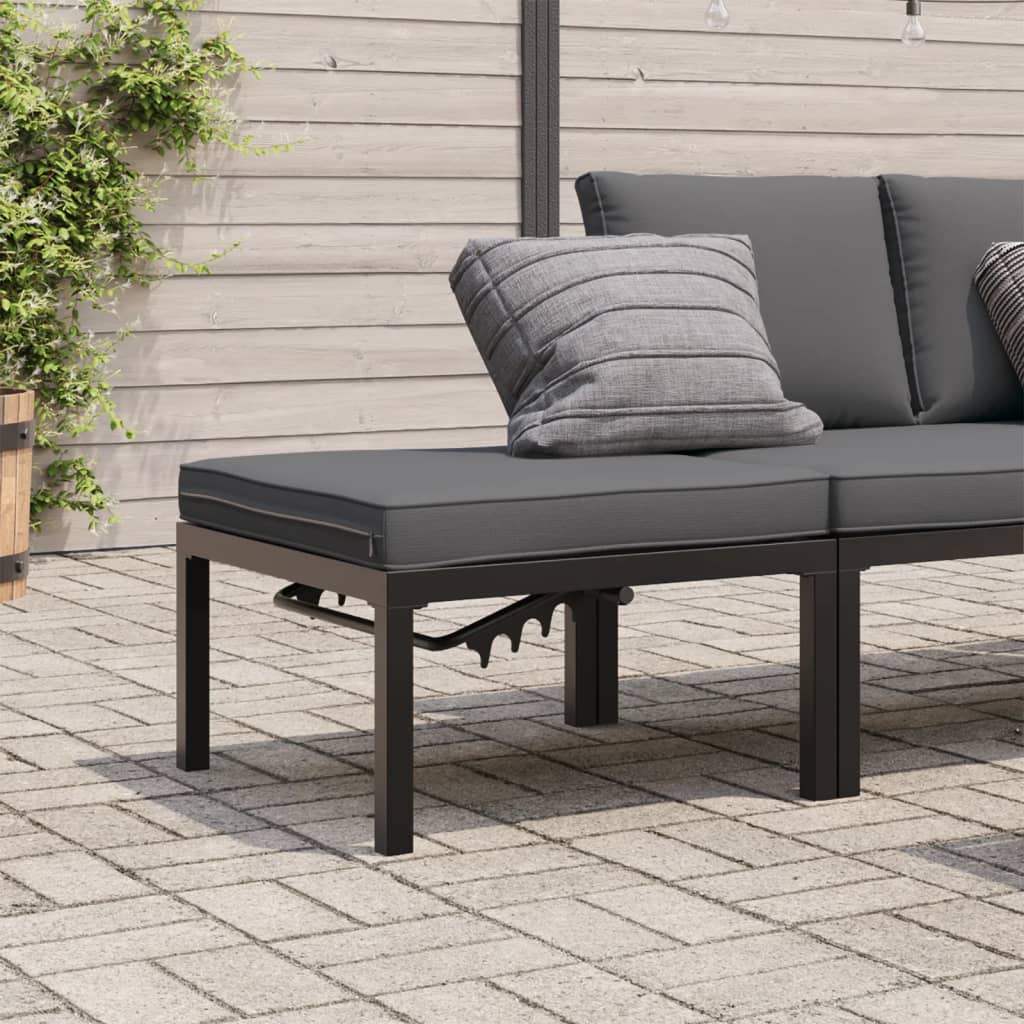 vidaXL Stołek ogrodowy z poduszką, czarny, aluminium