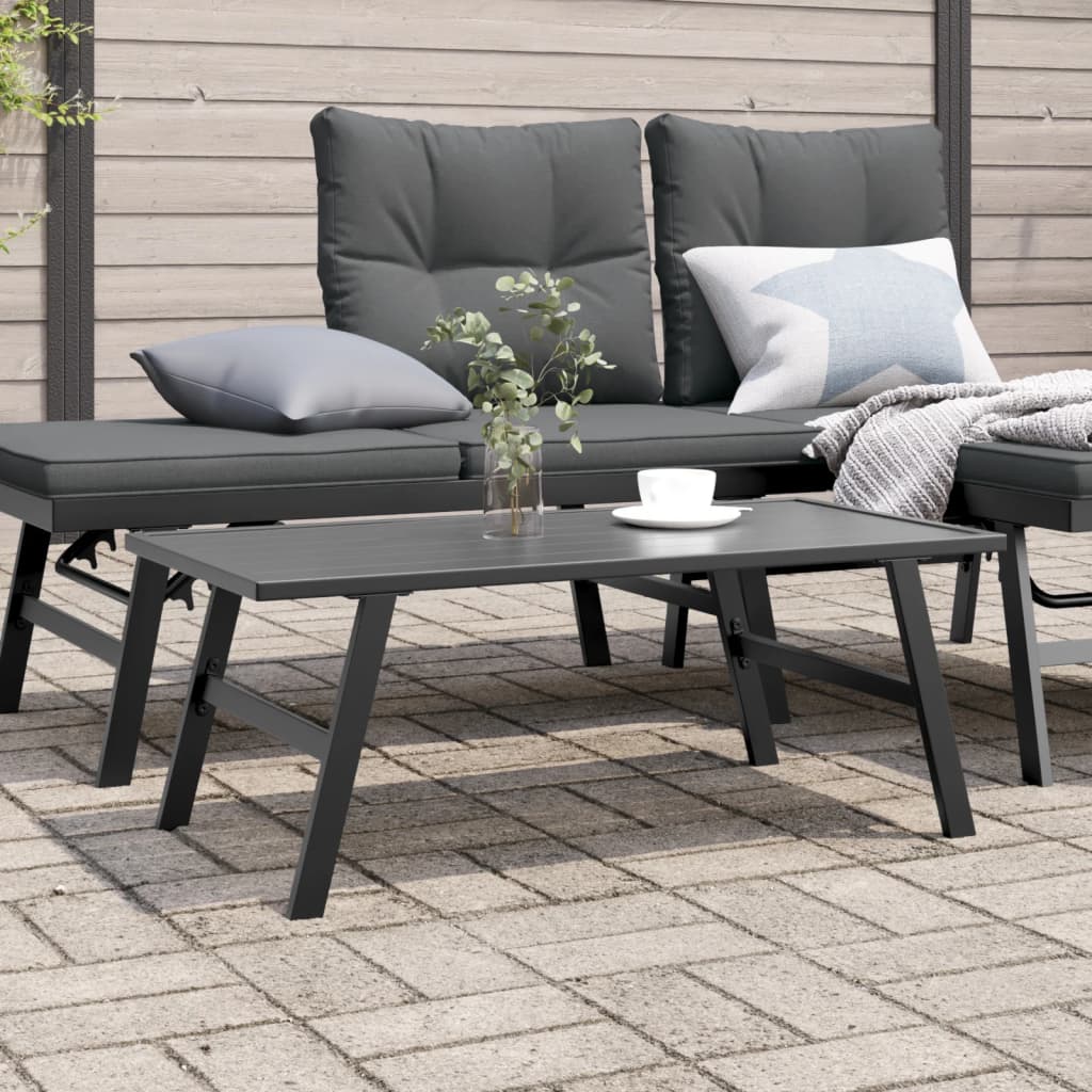 vidaXL Stolik kawowy do ogrodu, czarny, 90x45x35 cm, malowana stal