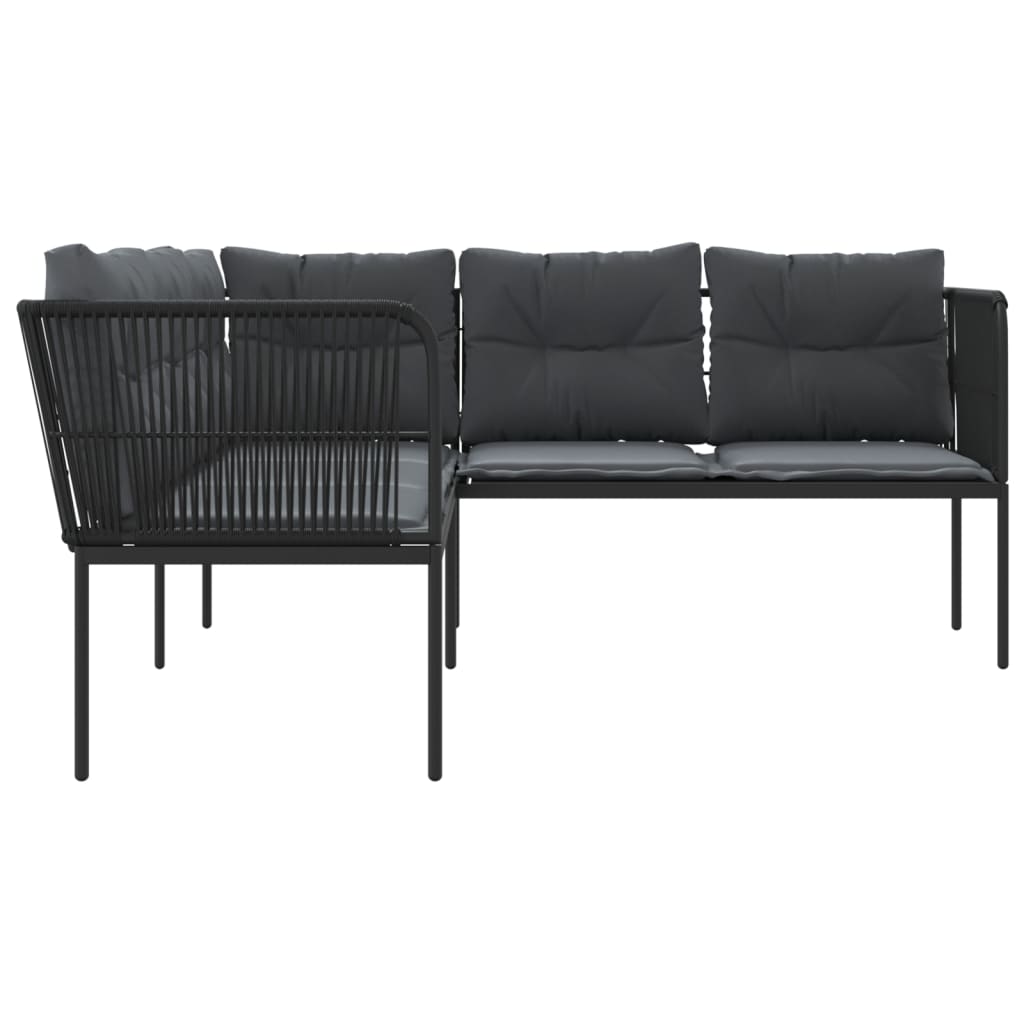 vidaXL Narożna sofa ogrodowa z poduszkami, czarna, stal i textilene