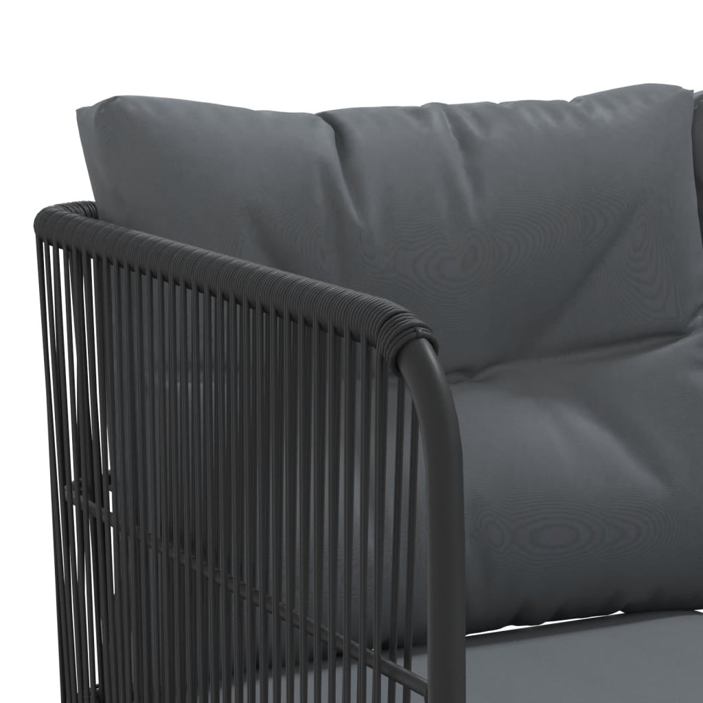 vidaXL Narożna sofa ogrodowa z poduszkami, czarna, stal i textilene