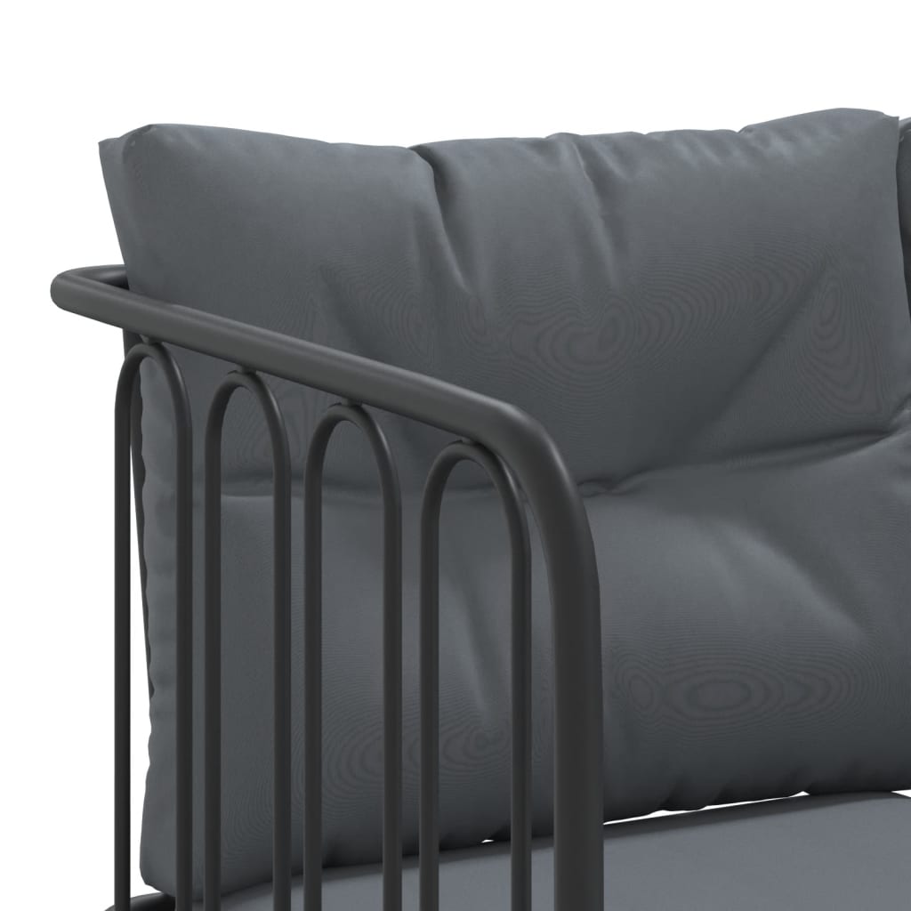 vidaXL Narożna sofa ogrodowa z poduszkami, czarna, stal i textilene