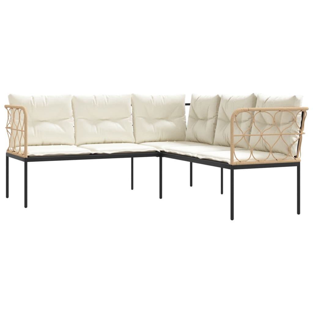 vidaXL Narożna sofa ogrodowa z poduszkami, czarna, stal i textilene
