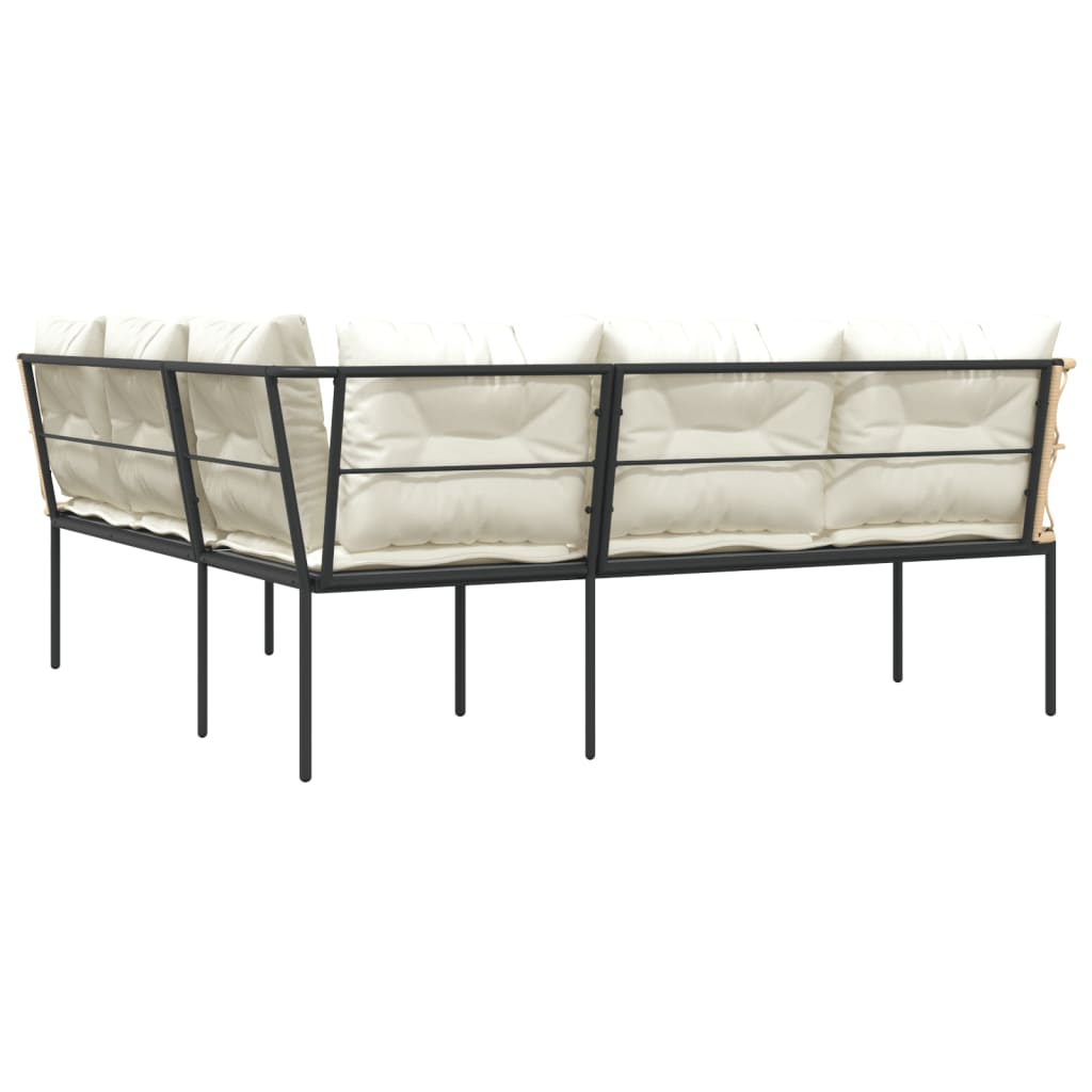 vidaXL Narożna sofa ogrodowa z poduszkami, czarna, stal i textilene