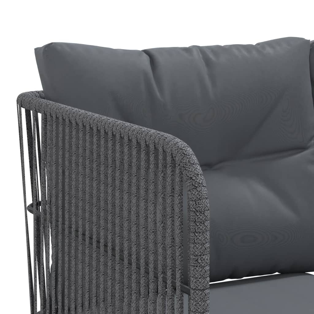 vidaXL Narożna sofa ogrodowa z poduszkami, czarna, stal i textilene