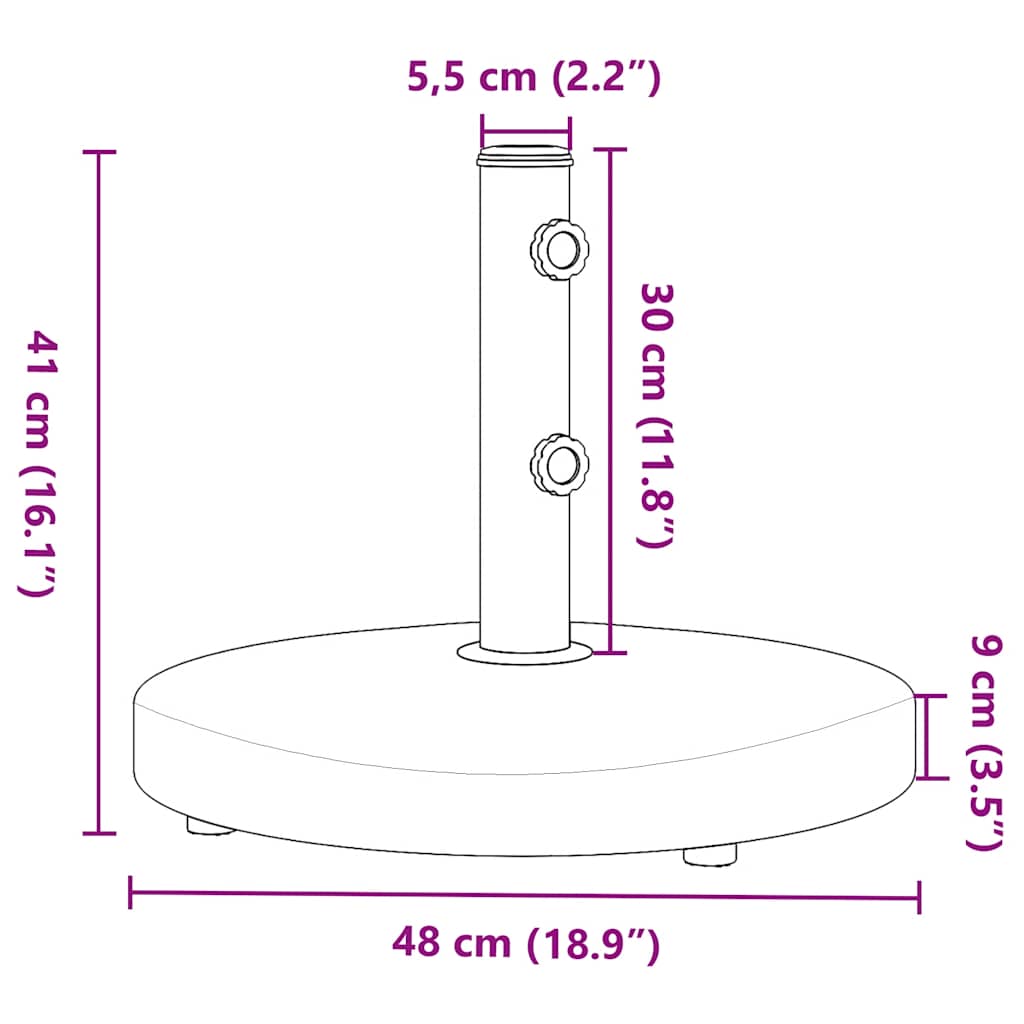 vidaXL Podstawa do parasola, do słupków Ø32/38/48 mm, 25 kg, okrągła
