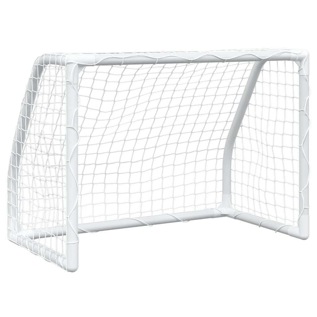 vidaXL Bramki do piłki nożnej dla dzieci, 2 szt. z piłką, białe, metal