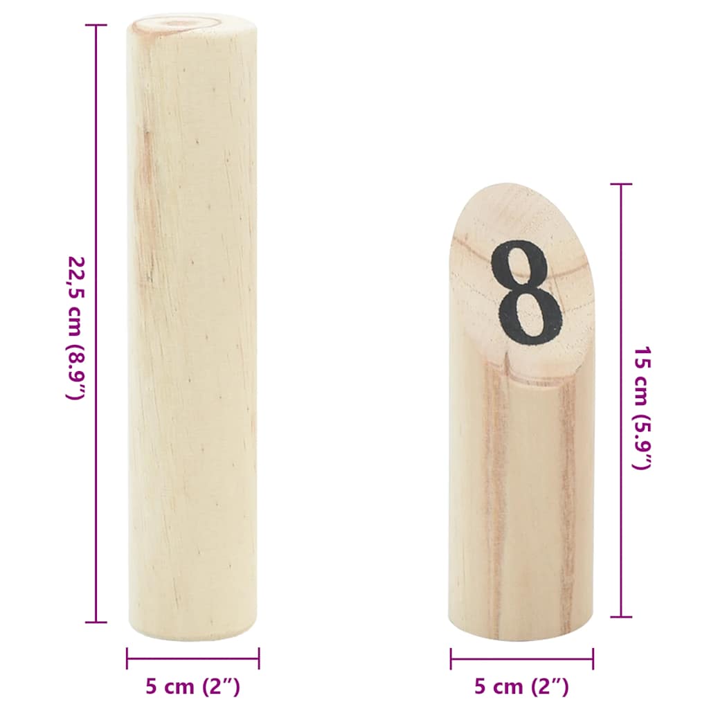 vidaXL 13-częściowy zestaw do gry w Kubb, z torbą, lite drewno sosnowe